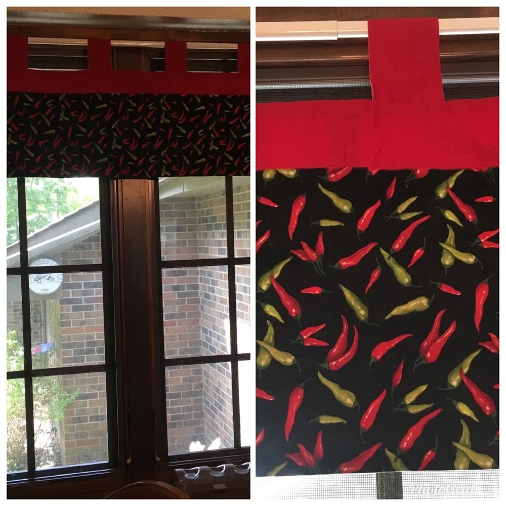 Hot Chili Pepper Red Green Black‎ Window Valance